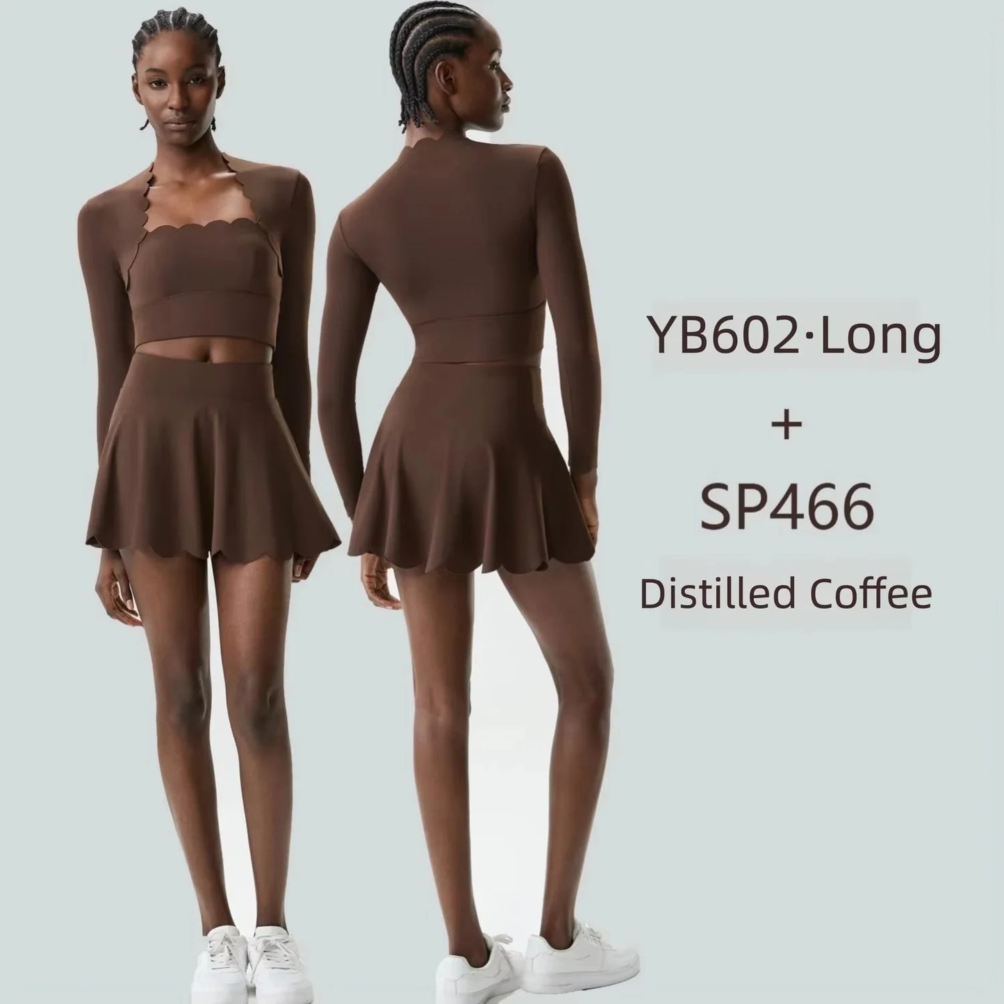 Black Small Wav Tennis Woman Sports Two-Piece Set