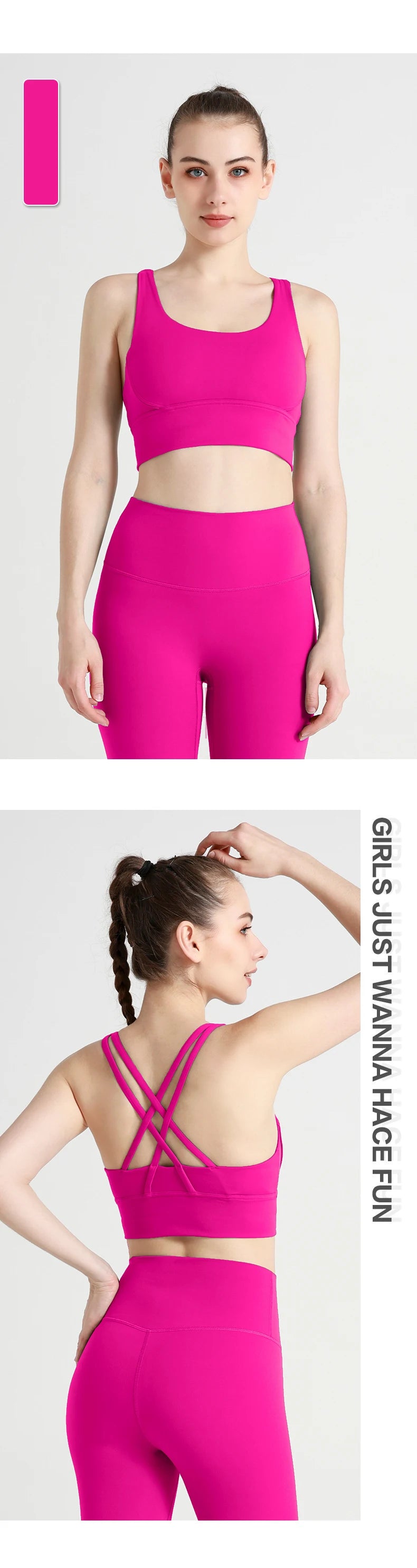 Classic Solid color Yoga Bras U-Neck Collar Cross-Shaped Back Design Shockproof Comfortable Cycling Fitness Workout Sports Vest