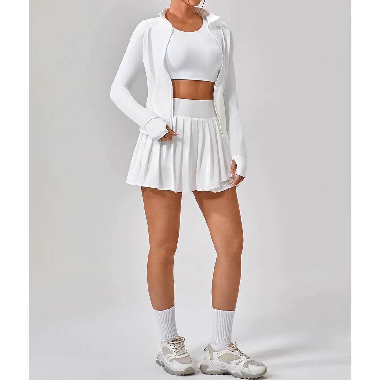 UV Resistant Sunscreen Jacket Quick Drying Slim Fit Ice Silk Cool Sports 3pcs Set