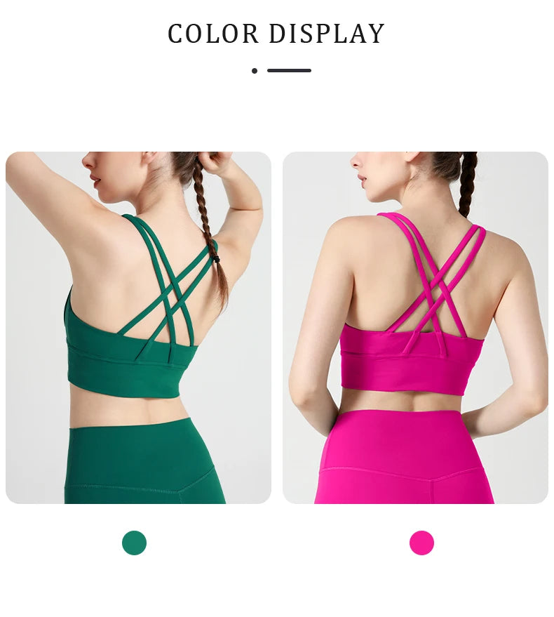 Classic Solid color Yoga Bras U-Neck Collar Cross-Shaped Back Design Shockproof Comfortable Cycling Fitness Workout Sports Vest
