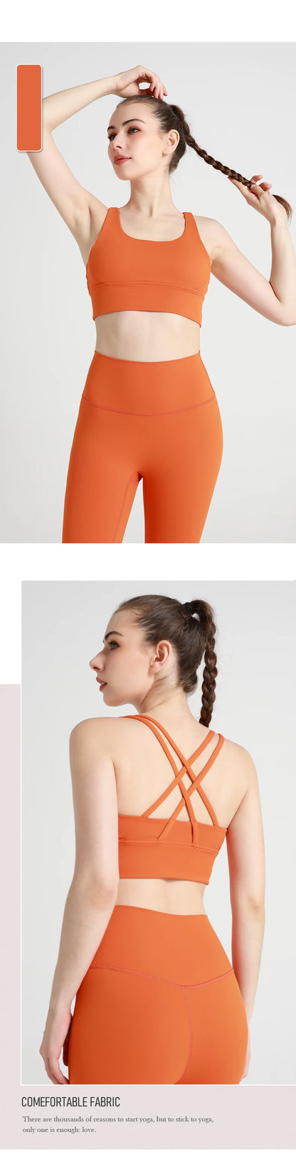 Classic Solid color Yoga Bras U-Neck Collar Cross-Shaped Back Design Shockproof Comfortable Cycling Fitness Workout Sports Vest