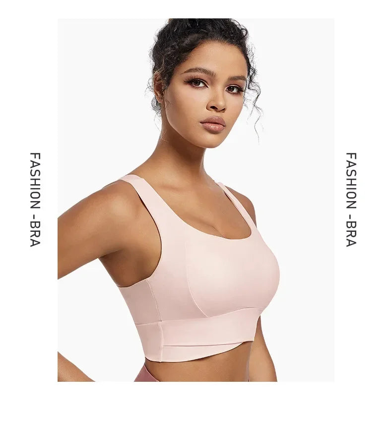 Women’s Padded High Impact Sports Bra – Racerback Workout Crop Top High Support Fitness Yoga Bra