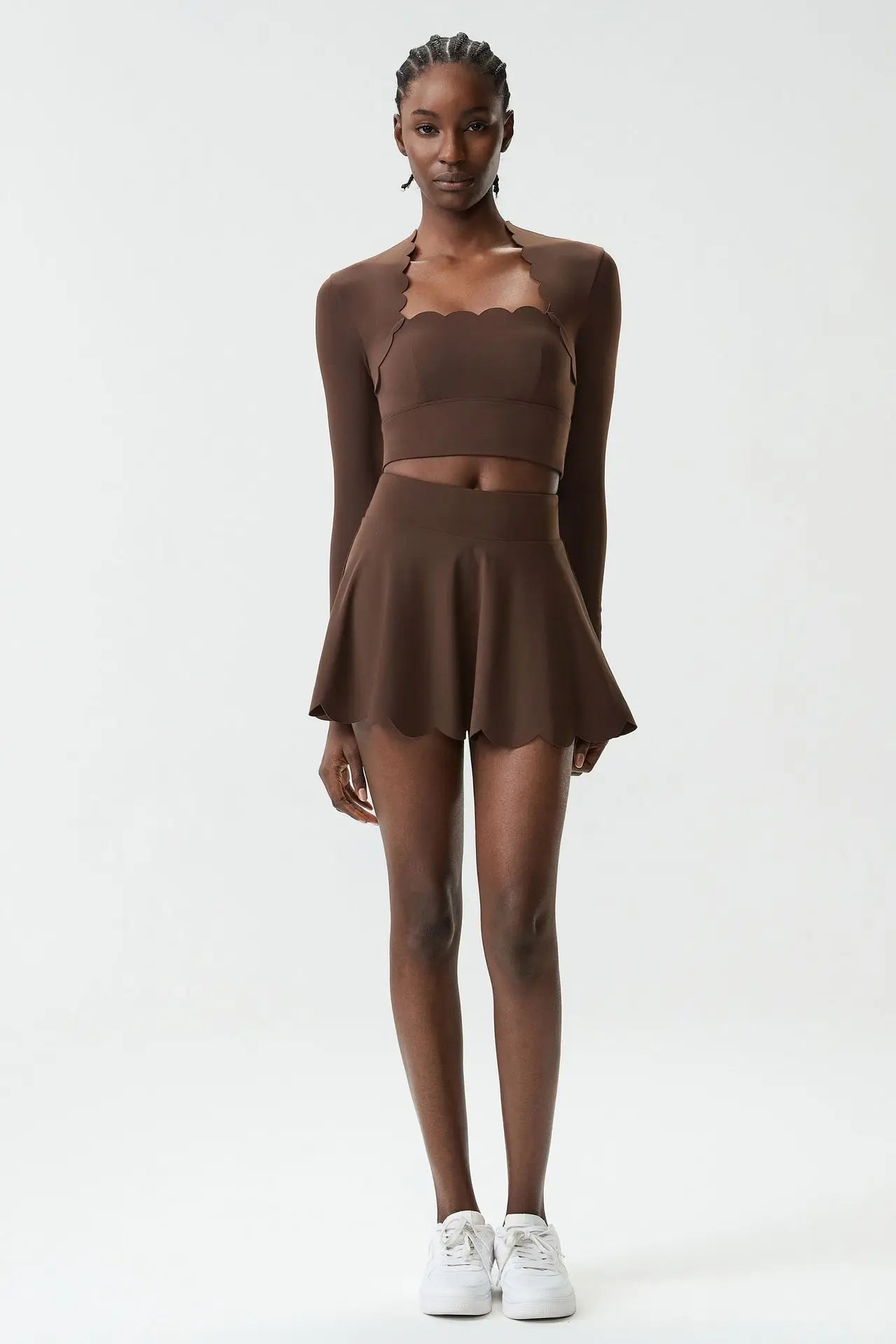 Black Small Wav Tennis Woman Sports Two-Piece Set