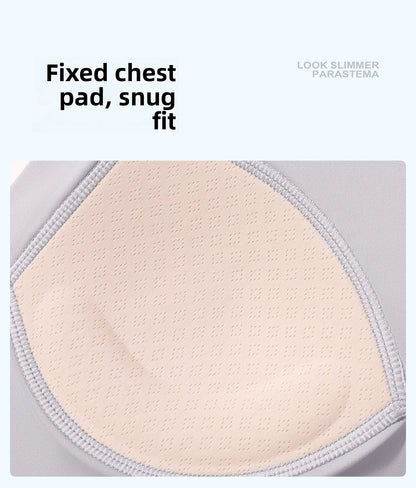 Women's Yoga Sports Bra Shock Absorption Gathered Nylon Elastic Top Running Fitness Vest Comfortable Breathable Fixed Pad