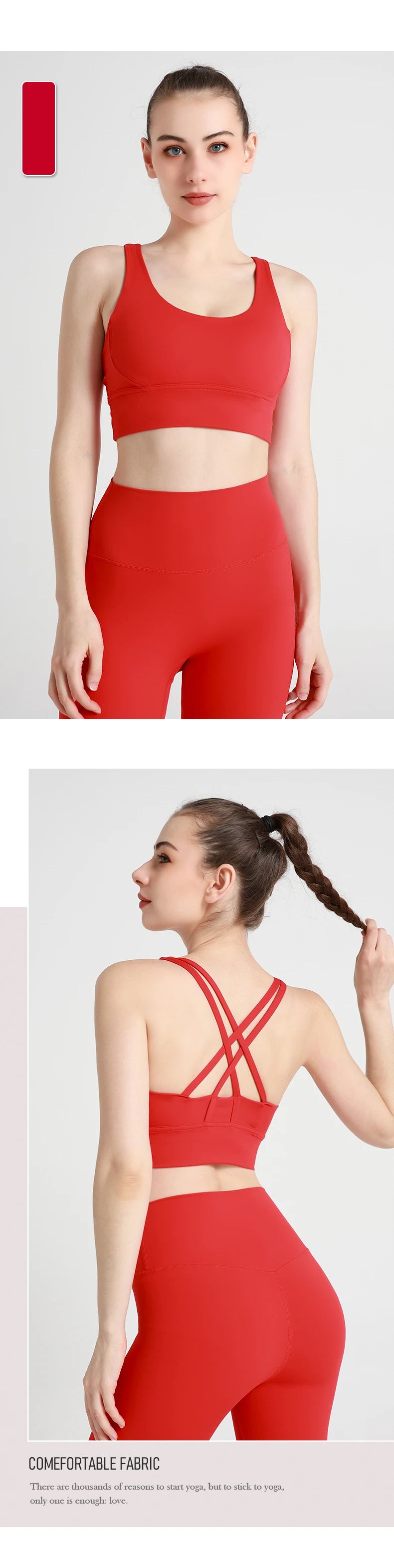 Classic Solid color Yoga Bras U-Neck Collar Cross-Shaped Back Design Shockproof Comfortable Cycling Fitness Workout Sports Vest