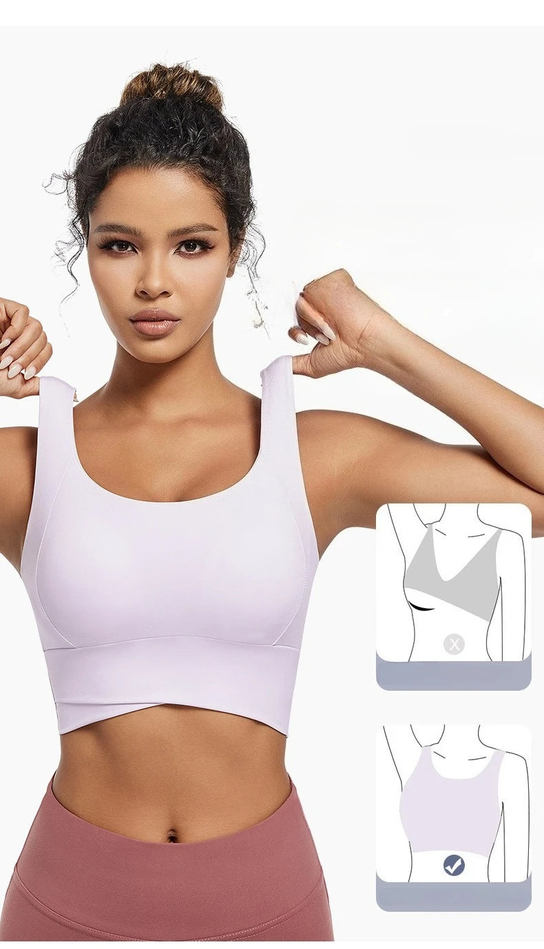 Women’s Padded High Impact Sports Bra – Racerback Workout Crop Top High Support Fitness Yoga Bra