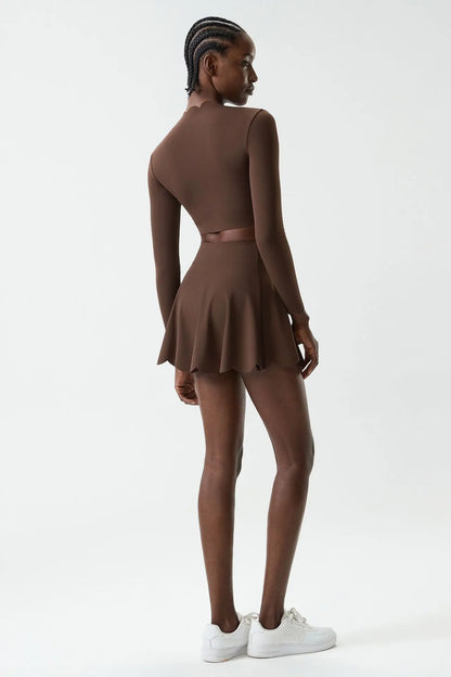 Black Small Wav Tennis Woman Sports Two-Piece Set