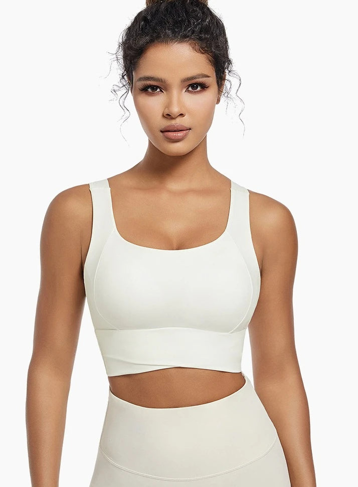Women’s Padded High Impact Sports Bra – Racerback Workout Crop Top High Support Fitness Yoga Bra