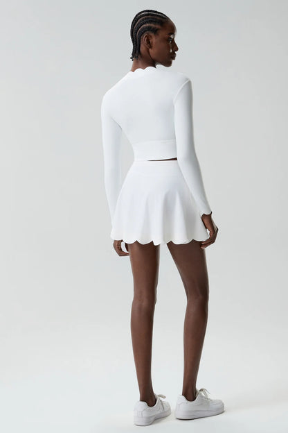 Black Small Wav Tennis Woman Sports Two-Piece Set