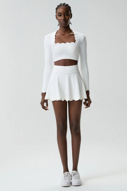 Black Small Wav Tennis Woman Sports Two-Piece Set