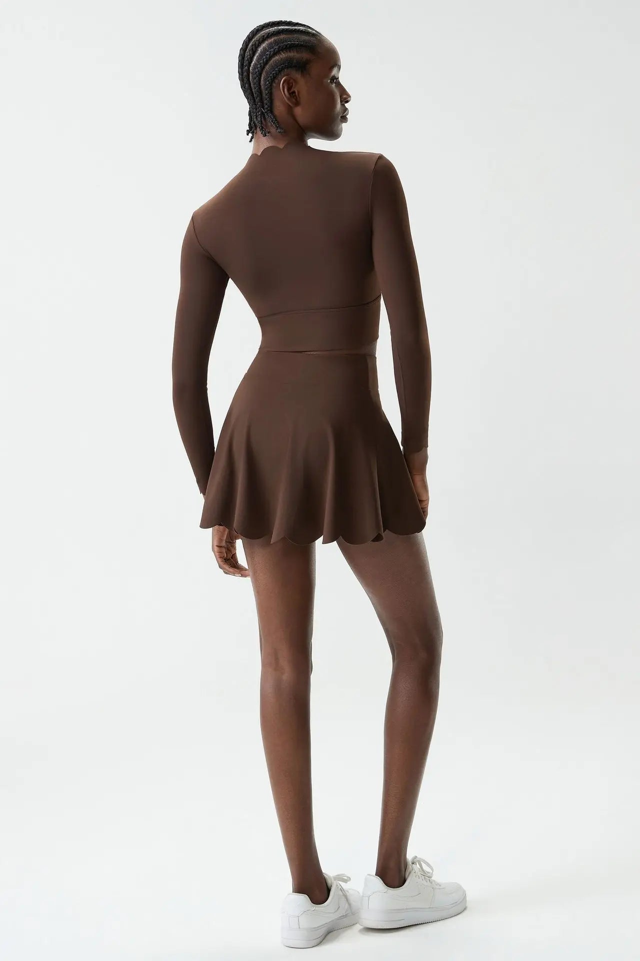 Black Small Wav Tennis Woman Sports Two-Piece Set