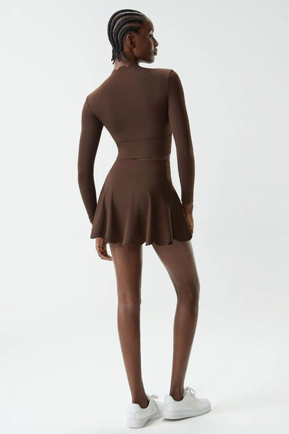 Black Small Wav Tennis Woman Sports Two-Piece Set