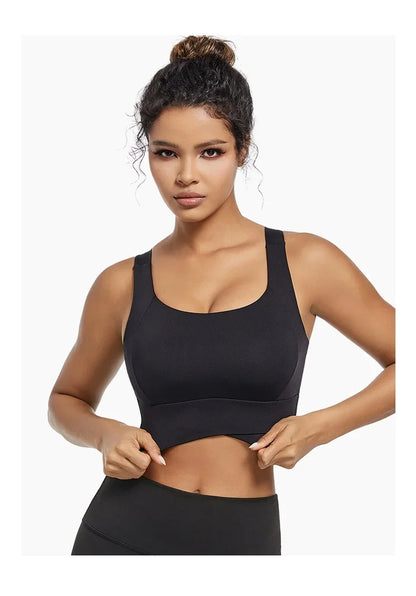 Women’s Padded High Impact Sports Bra – Racerback Workout Crop Top High Support Fitness Yoga Bra