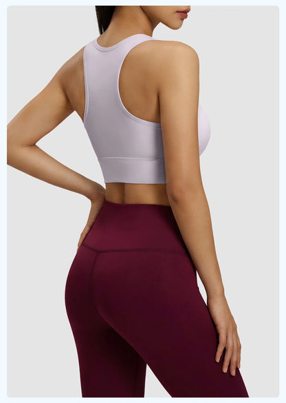 Women's Yoga Sports Bra Shock Absorption Gathered Nylon Elastic Top Running Fitness Vest Comfortable Breathable Fixed Pad