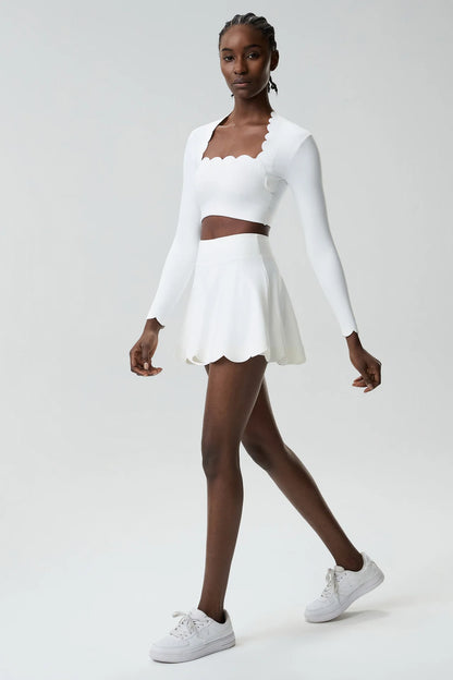 Black Small Wav Tennis Woman Sports Two-Piece Set