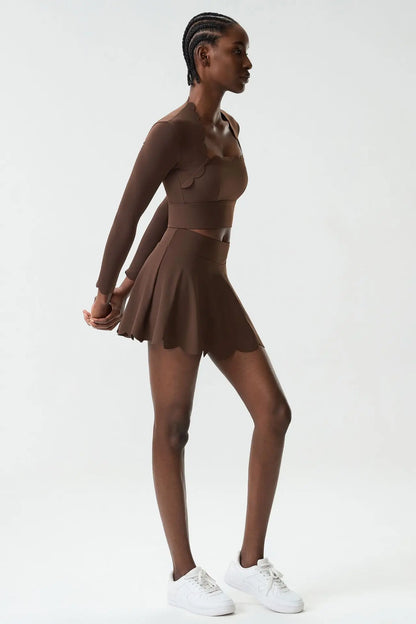 Black Small Wav Tennis Woman Sports Two-Piece Set