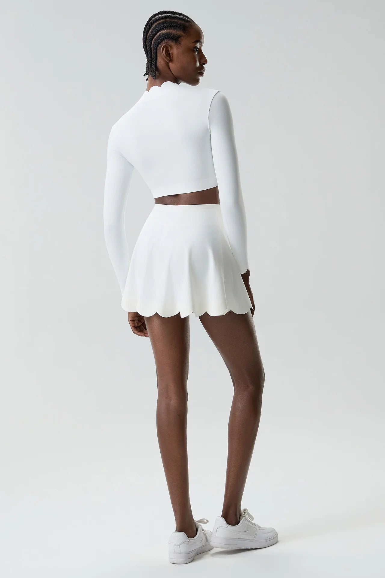 Black Small Wav Tennis Woman Sports Two-Piece Set