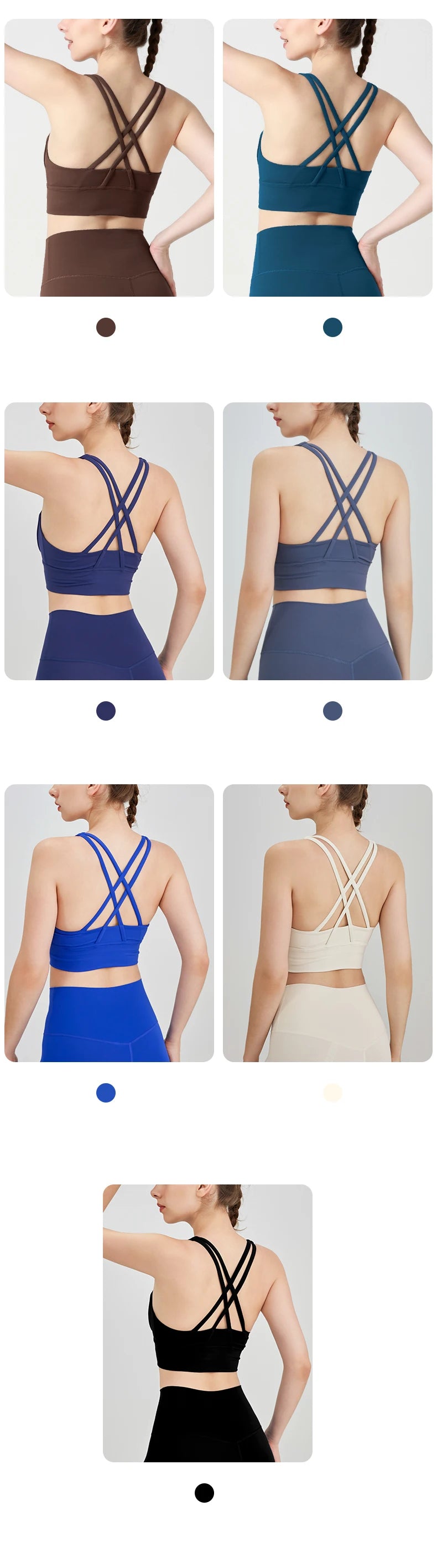 Classic Solid color Yoga Bras U-Neck Collar Cross-Shaped Back Design Shockproof Comfortable Cycling Fitness Workout Sports Vest