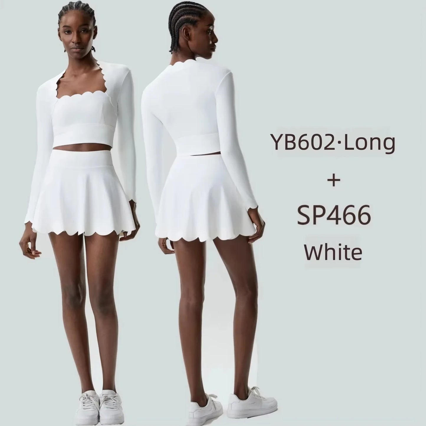 Black Small Wav Tennis Woman Sports Two-Piece Set