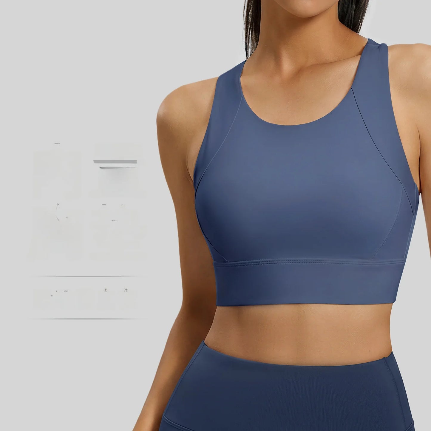 Women's Yoga Sports Bra Shock Absorption Gathered Nylon Elastic Top Running Fitness Vest Comfortable Breathable Fixed Pad