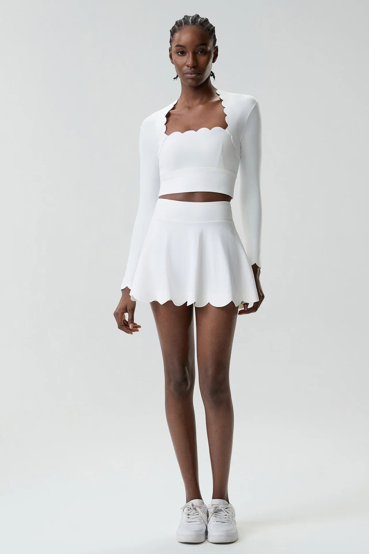 Black Small Wav Tennis Woman Sports Two-Piece Set