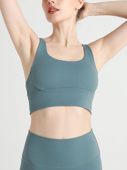 Classic Solid color Yoga Bras U-Neck Collar Cross-Shaped Back Design Shockproof Comfortable Cycling Fitness Workout Sports Vest