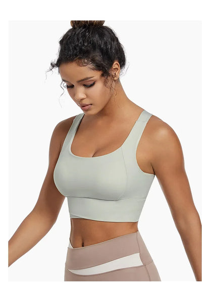 Women’s Padded High Impact Sports Bra – Racerback Workout Crop Top High Support Fitness Yoga Bra