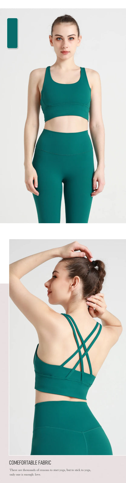 Classic Solid color Yoga Bras U-Neck Collar Cross-Shaped Back Design Shockproof Comfortable Cycling Fitness Workout Sports Vest