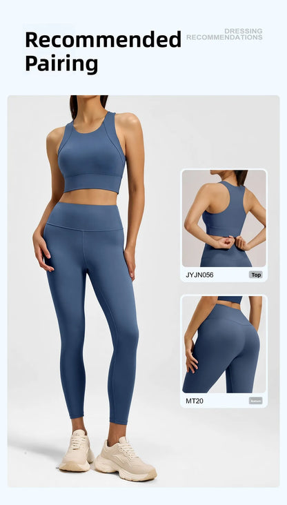 Women's Yoga Sports Bra Shock Absorption Gathered Nylon Elastic Top Running Fitness Vest Comfortable Breathable Fixed Pad