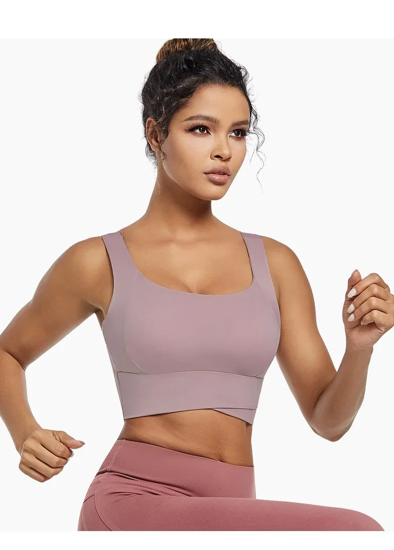 Women’s Padded High Impact Sports Bra – Racerback Workout Crop Top High Support Fitness Yoga Bra