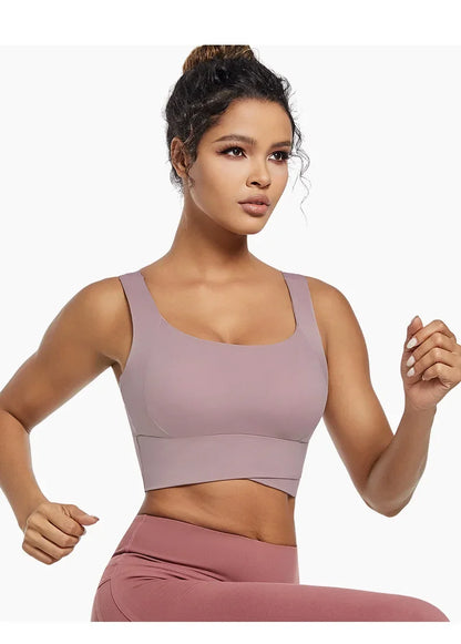 Women’s Padded High Impact Sports Bra – Racerback Workout Crop Top High Support Fitness Yoga Bra