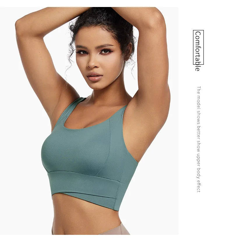 Women’s Padded High Impact Sports Bra – Racerback Workout Crop Top High Support Fitness Yoga Bra