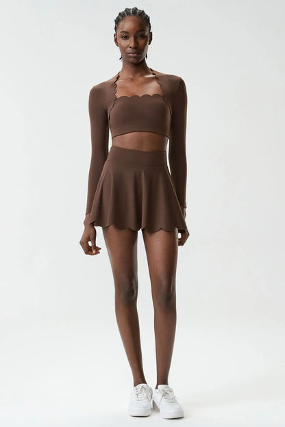 Black Small Wav Tennis Woman Sports Two-Piece Set