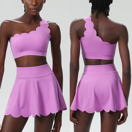 3Pcs Solid Color Breathable Quick Dry Sportswear Female Padel Tennis Skirt