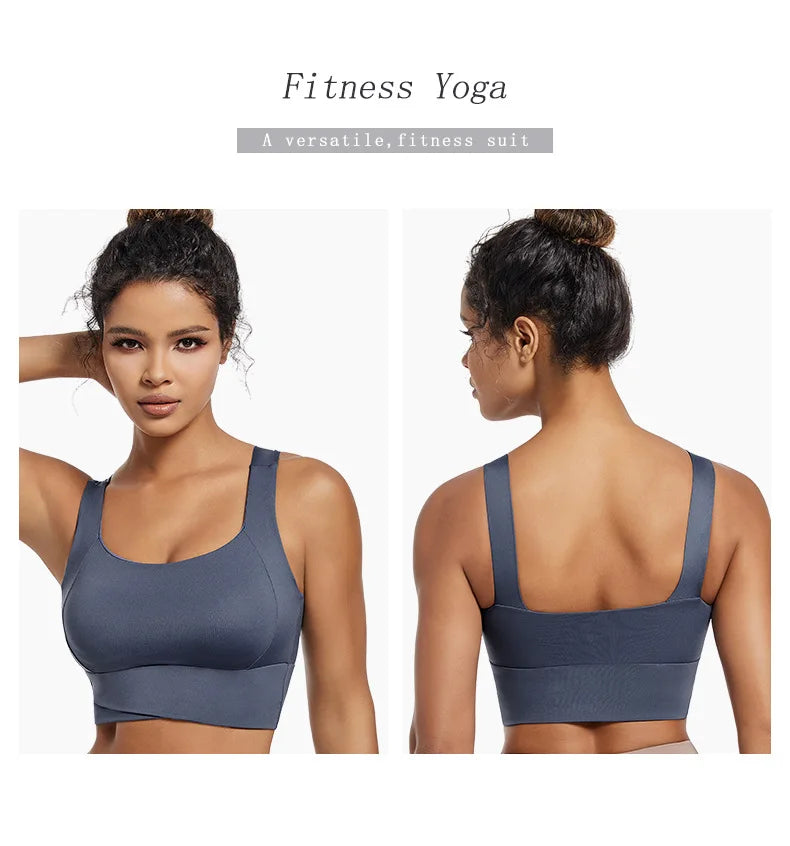 Women’s Padded High Impact Sports Bra – Racerback Workout Crop Top High Support Fitness Yoga Bra