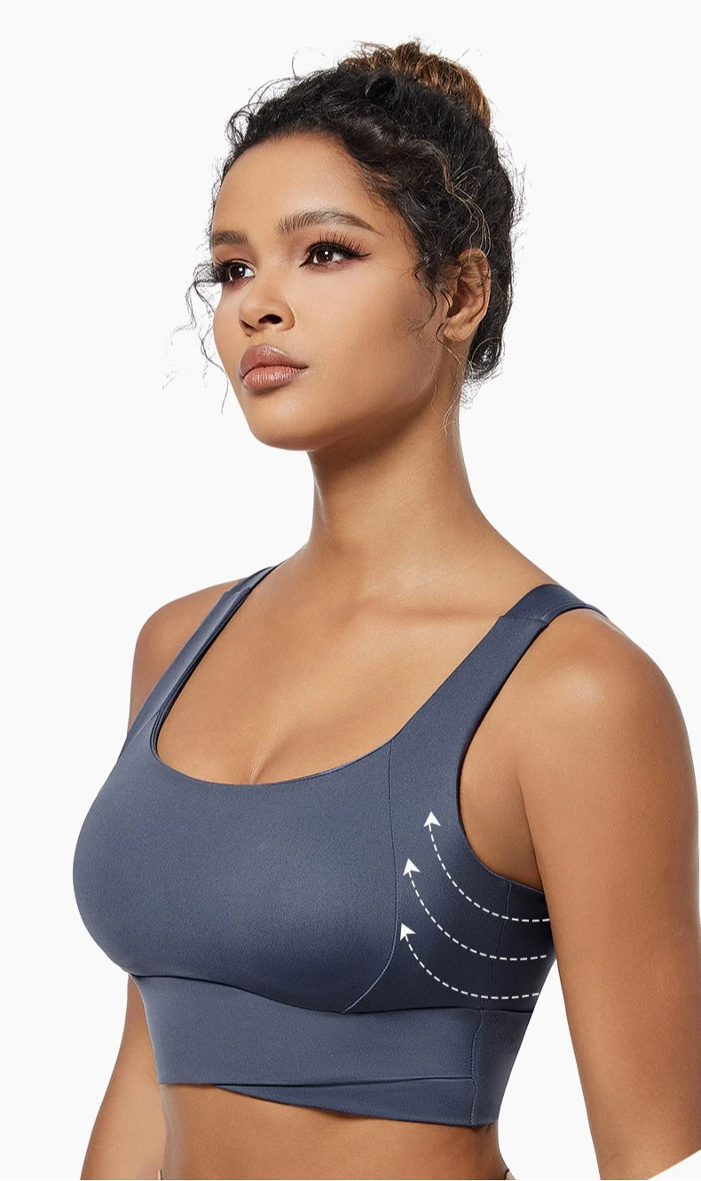 Women’s Padded High Impact Sports Bra – Racerback Workout Crop Top High Support Fitness Yoga Bra