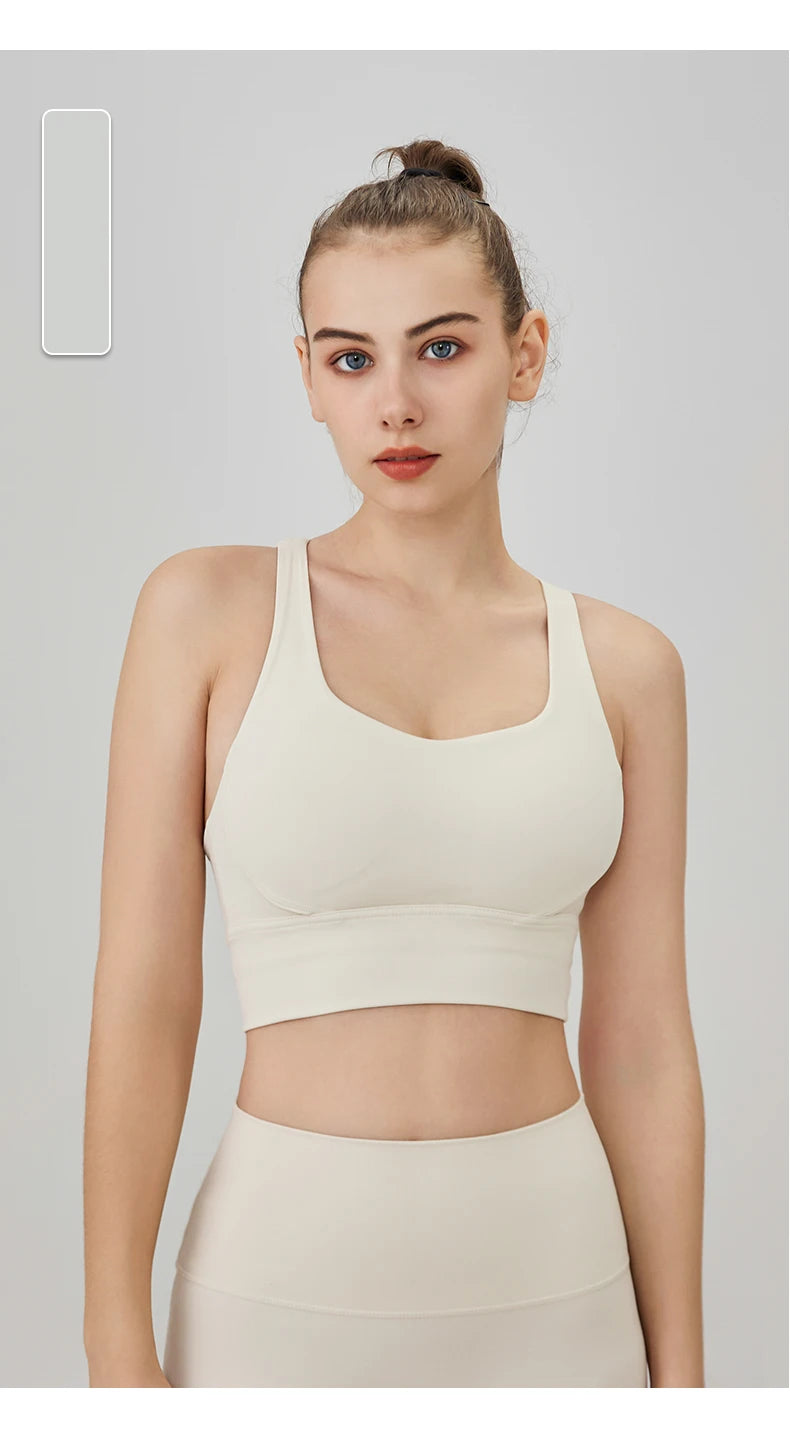 Classic Solid color Yoga Bras U-Neck Collar Cross-Shaped Back Design Shockproof Comfortable Cycling Fitness Workout Sports Vest